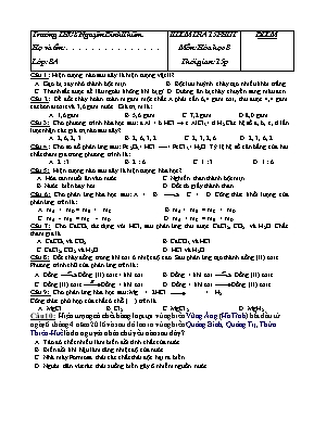Đề kiểm tra 15 phút môn Hóa học Lớp 8 - Trường THCS Nguyễn Bỉnh Khiêm
